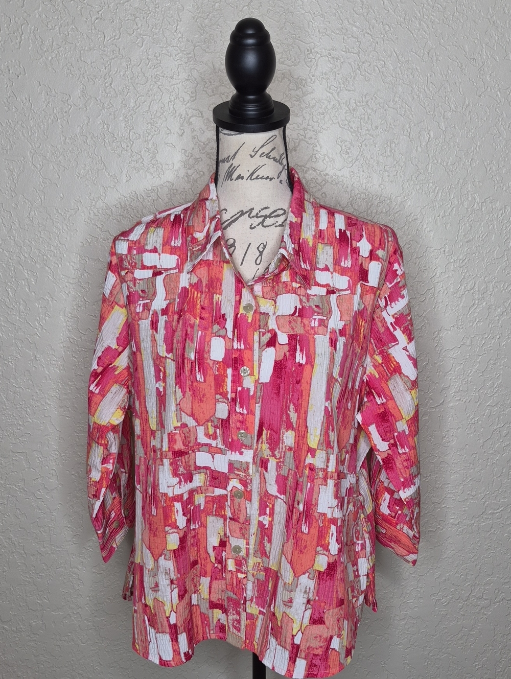 Alia Petite Multicolored Button Front Top